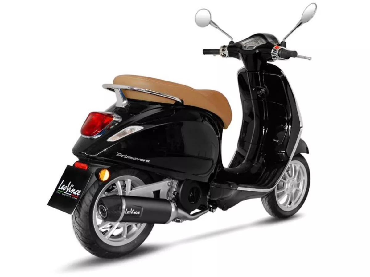 Avgasrör -LEOVINCE Nero- Vespa Primavera 125-150ie 3V iGet (2016-2020, Euro 4), Vespa Sprint 125-150ie 3V iGet (2016-2020, Euro 4) - rostfritt stål svart
