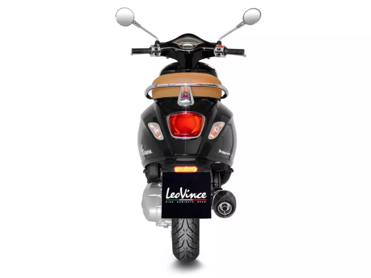 Avgasrör -LEOVINCE Nero- Vespa Primavera 125-150ie 3V iGet (2016-2020, Euro 4), Vespa Sprint 125-150ie 3V iGet (2016-2020, Euro 4) - rostfritt stål svart