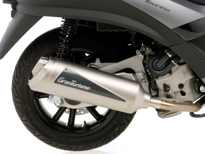 Scarico -LEOVINCE Granturismo- Gilera Fuoco 500 i.e. (2007-), Piaggio MP3 400 i.e. (2007), Piaggio MP3 LT 400 i.e. (2008-), Piaggio MP3 LT 500 i.e. Business (2011-), Piaggio MP3 LT 500 i.e. Sport (2011-), Piaggio MP3 RST 400 i.e. (2008-) - acciaio inox