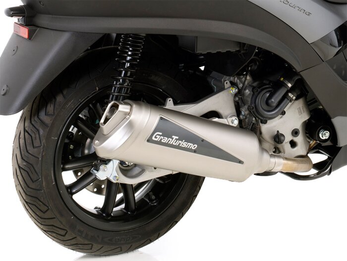 Scarico -LEOVINCE Granturismo- Gilera Fuoco 500 i.e. (2007-), Piaggio MP3 400 i.e. (2007), Piaggio MP3 LT 400 i.e. (2008-), Piaggio MP3 LT 500 i.e. Business (2011-), Piaggio MP3 LT 500 i.e. Sport (2011-), Piaggio MP3 RST 400 i.e. (2008-) - acciaio inox