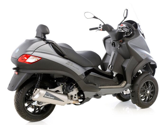 Scarico -LEOVINCE Granturismo- Gilera Fuoco 500 i.e. (2007-), Piaggio MP3 400 i.e. (2007), Piaggio MP3 LT 400 i.e. (2008-), Piaggio MP3 LT 500 i.e. Business (2011-), Piaggio MP3 LT 500 i.e. Sport (2011-), Piaggio MP3 RST 400 i.e. (2008-) - acciaio inox