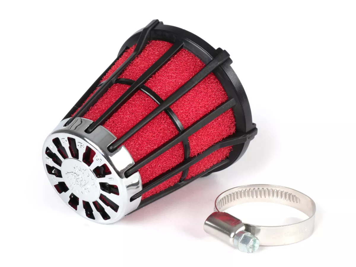 Filtre à air -MALOSSI E5- 0°, Ø connexion=38mm - rouge/noir