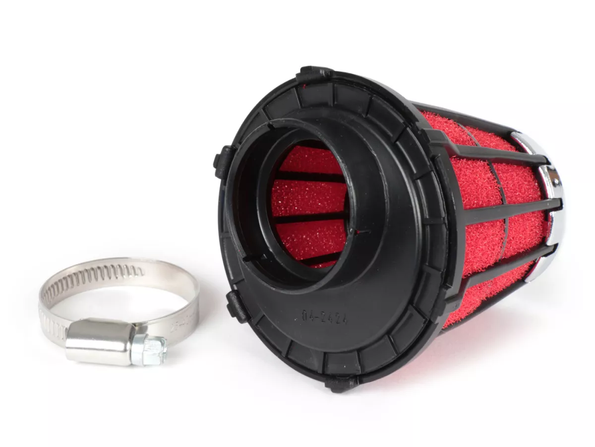 Filtre à air -MALOSSI E5- 0°, Ø connexion=38mm - rouge/noir