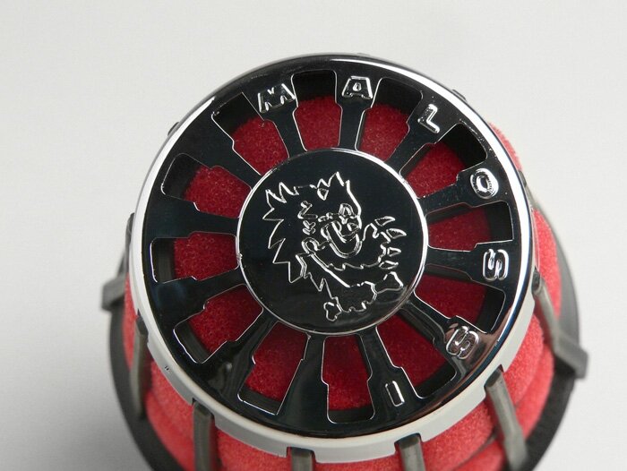 Luchtfilter -MALOSSI E5- recht, aansluitbreedte = 32mm - rood-zwart