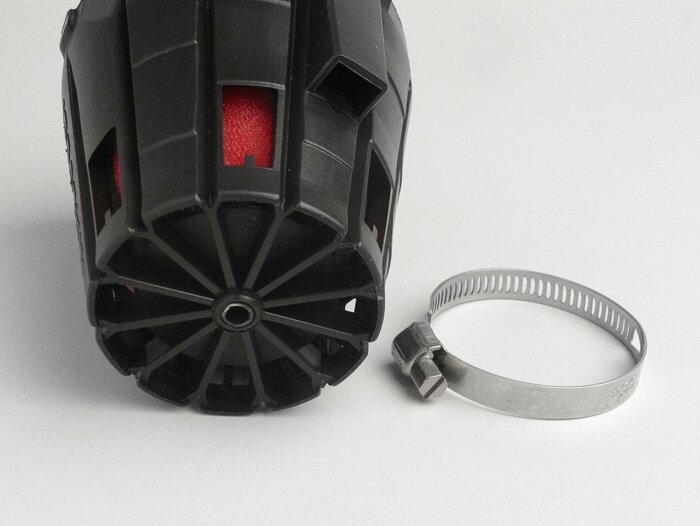 Filtro aria -MALOSSI E5- diritto, larghezza attacco = 32mm - Nero