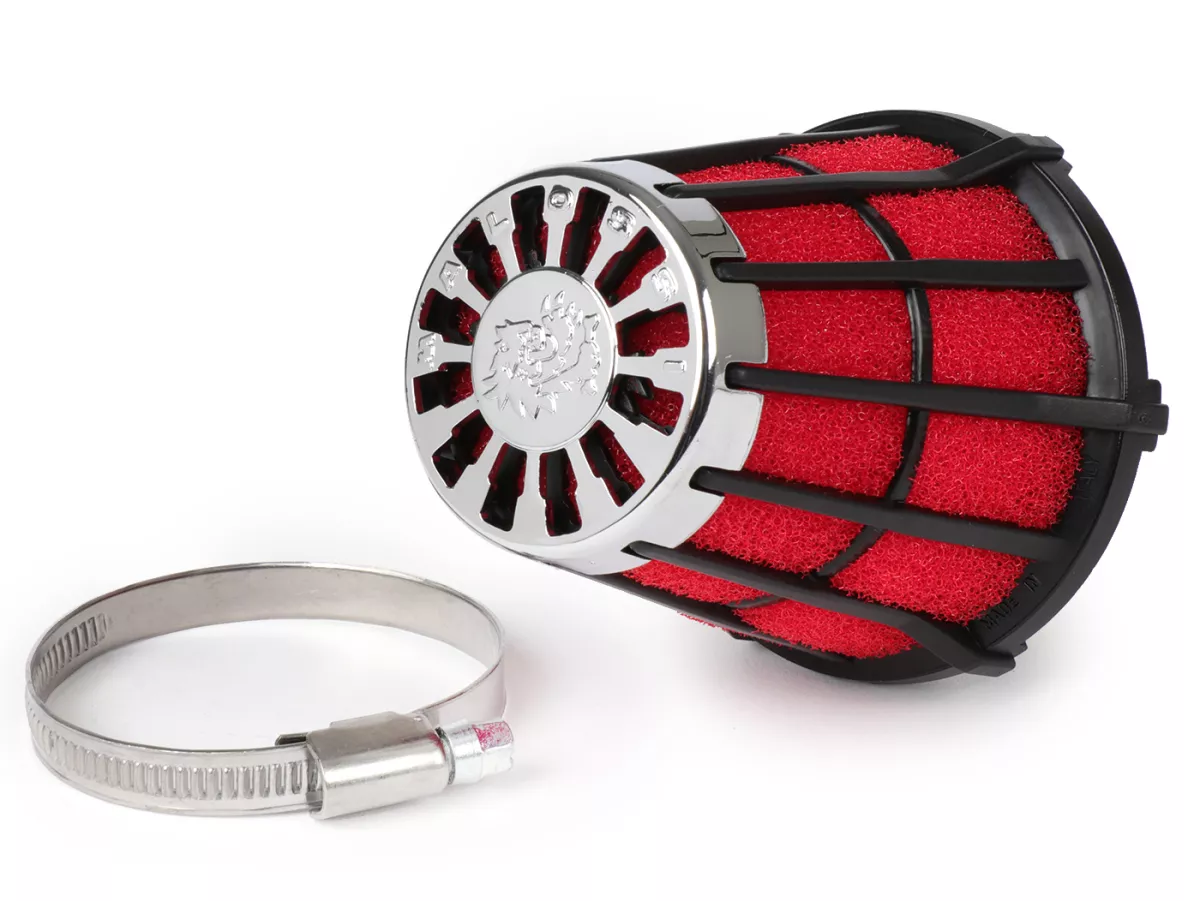 Air filter -MALOSSI E5- 30°, CS= 55mm - red-black, Mikuni