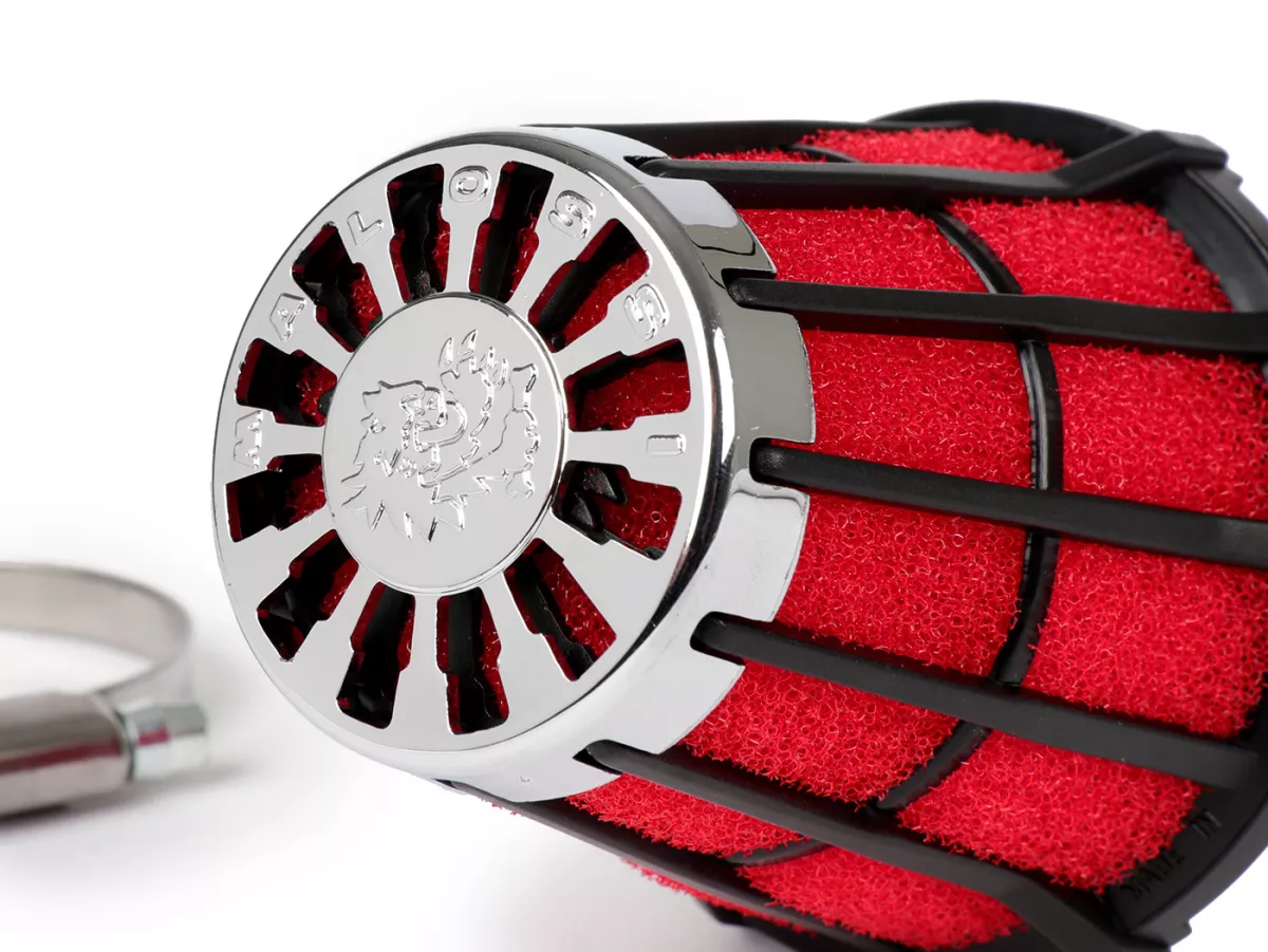 Air filter -MALOSSI E5- 30°, CS= 55mm - red-black, Mikuni