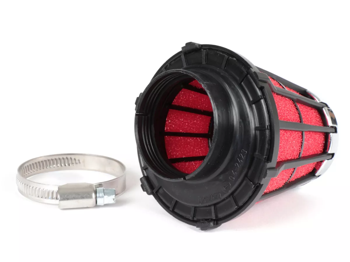 Filtro de aire -MALOSSI E5- 0°, ancho de conexión = 44mm - rojo-negro, Mikuni VM 15-21