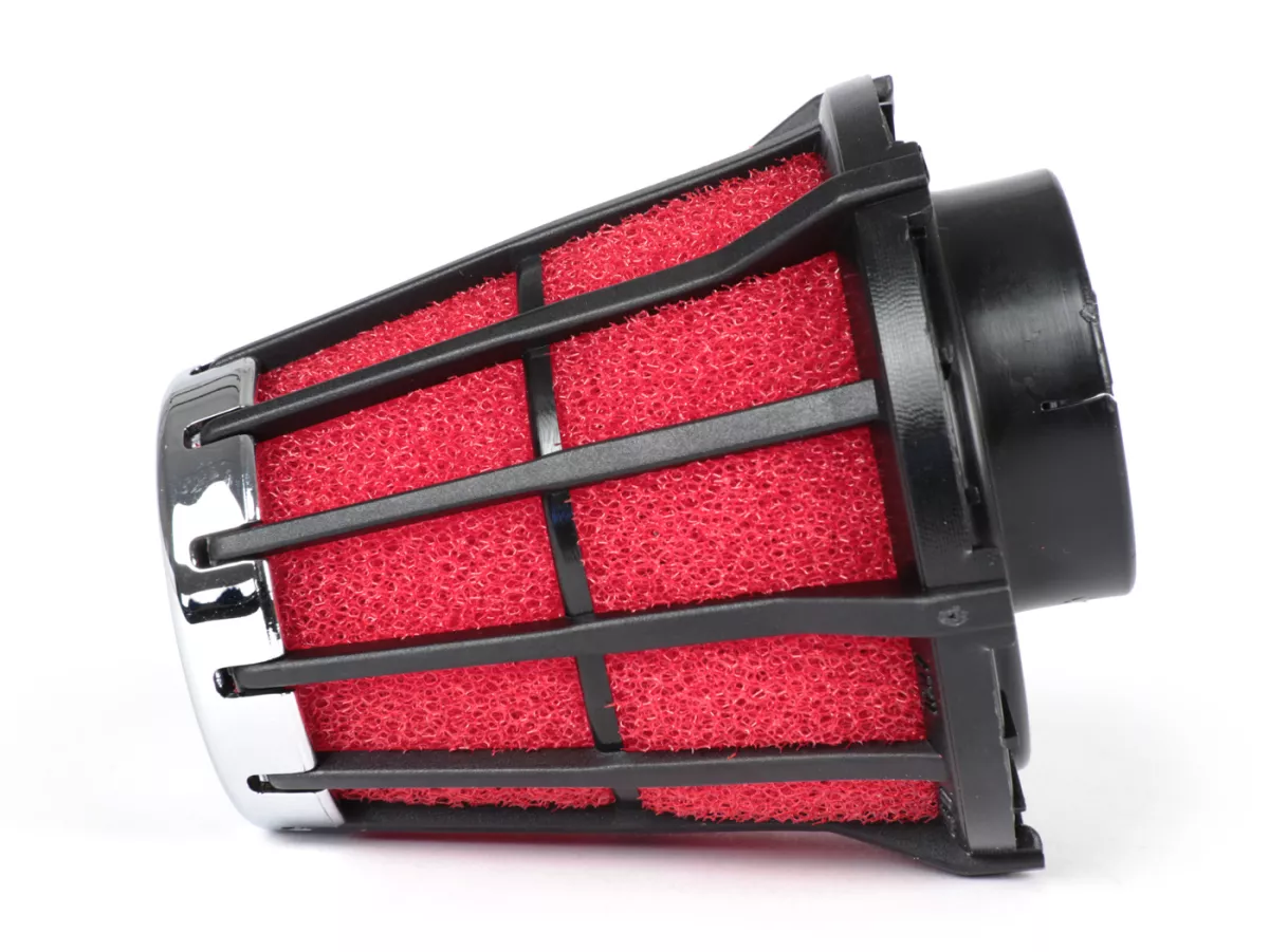 Air filter -MALOSSI E5- 0°, CS= 35mm - red-black, PHVA 12, Mikuni VM 19-22