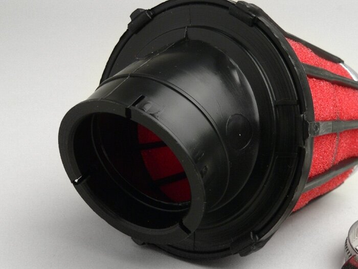 Luftfilter -MALOSSI E5- 30°, anslutningsbredd = 38mm - röd-svart
