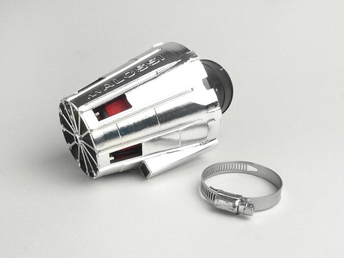 Luftfilter -MALOSSI E5- 30°, anslutningsbredd = 38mm - Krom