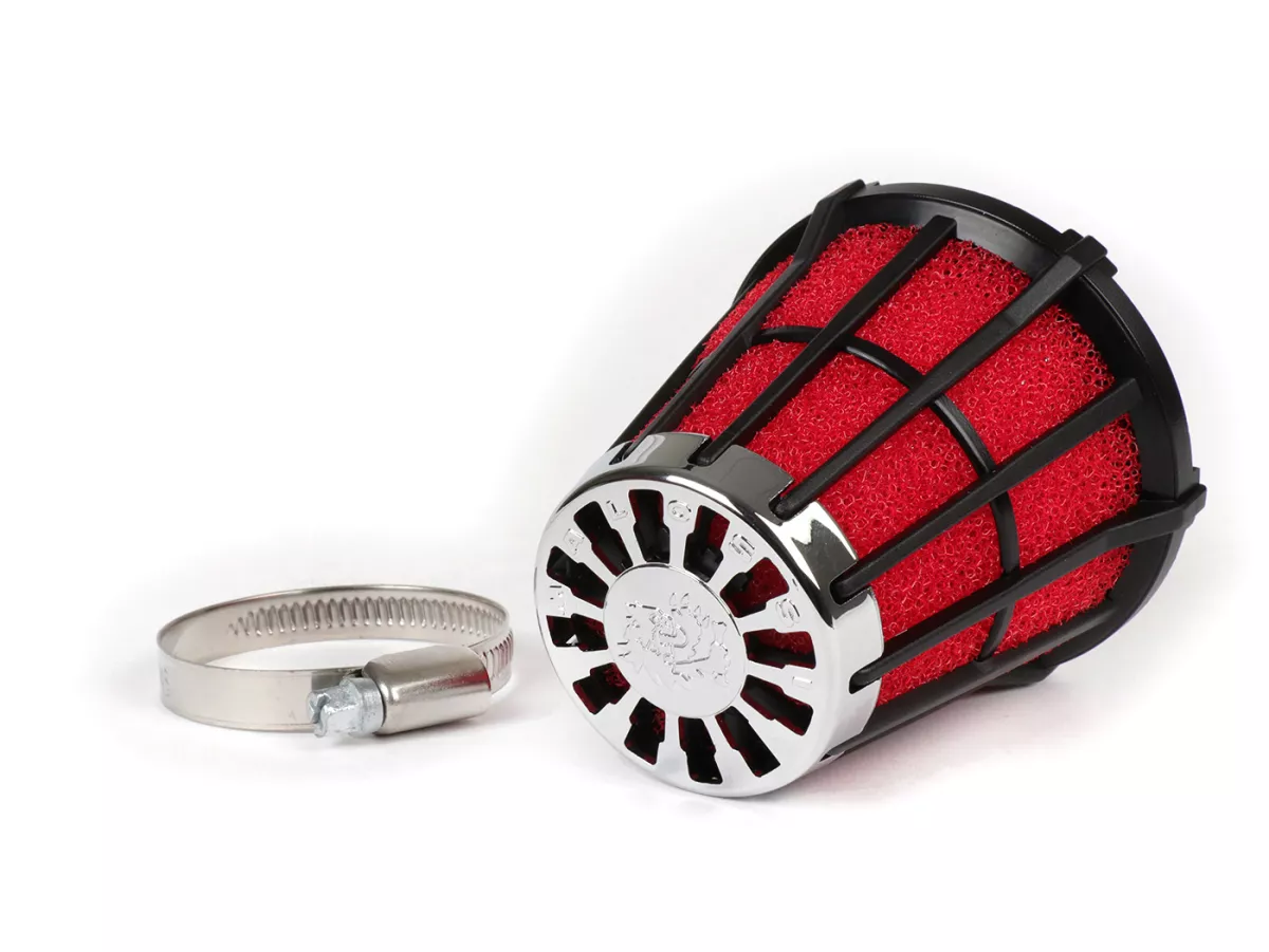 Filter udara -MALOSSI E5- 30°, lebar sambungan = 38mm - merah-hitam, PHVA/PHBN 12-17.5, Mikuni