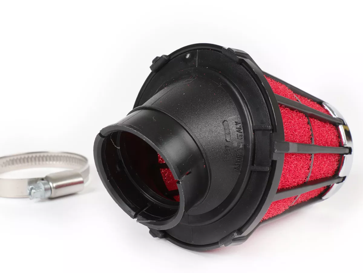 Filter udara -MALOSSI E5- 30°, lebar sambungan = 38mm - merah-hitam, PHVA/PHBN 12-17.5, Mikuni