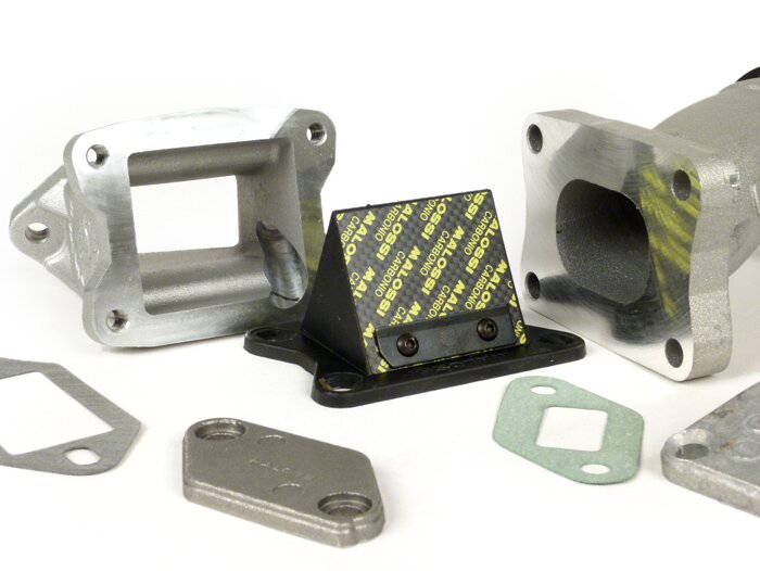 Colector de admisión - Colector de admisión de membrana -MALOSSI 136 ccm MHR Aluminio- Vespa V50, V90, SS50, SS90, PV125, ET3 - AW=35mm, paso=Ø30mm