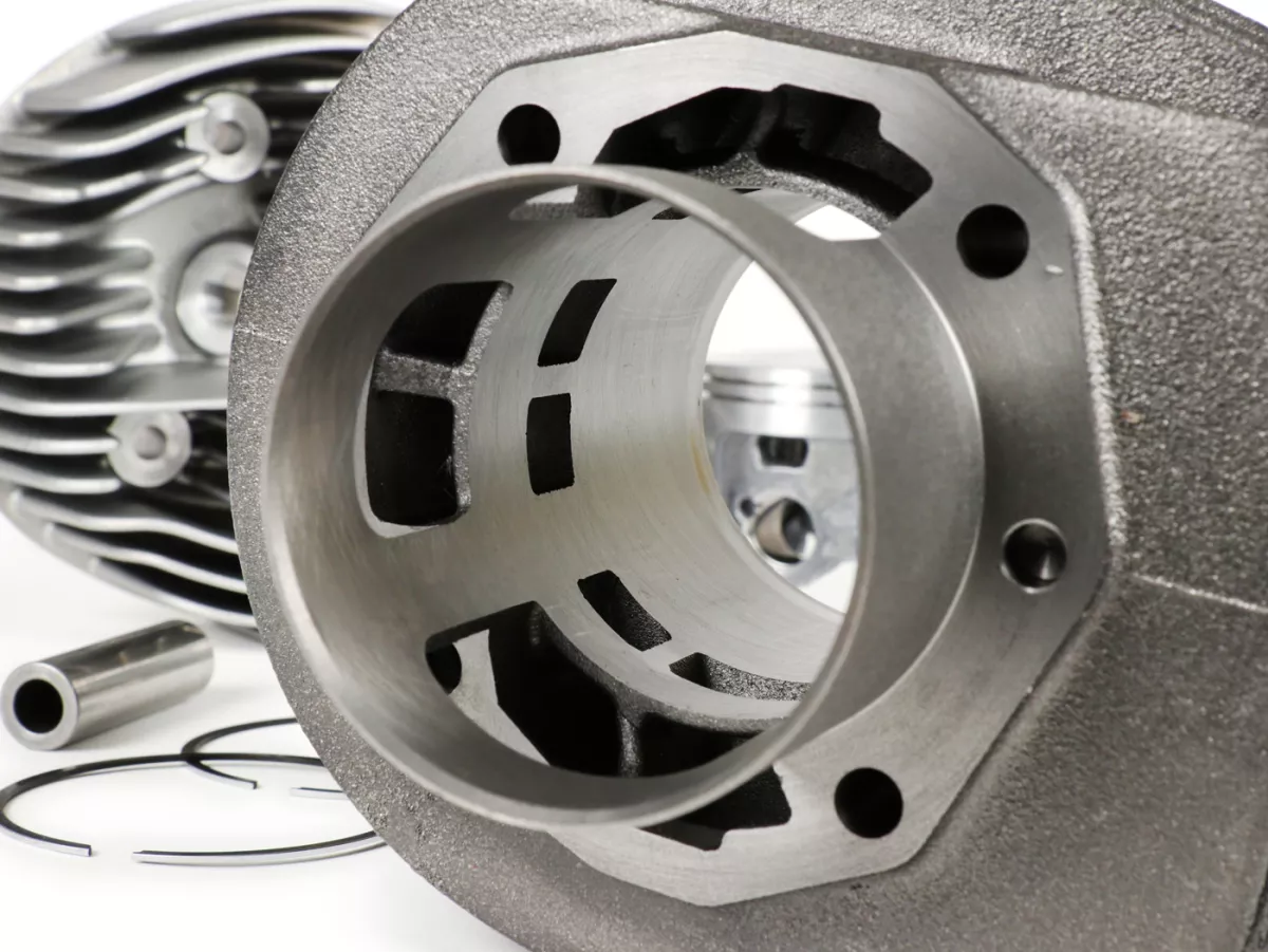 Cylinder -MALOSSI SPORT cast iron177cc 3 transfer ports, 57mm stroke, single exhaust port- Vespa PX125, PX150, Cosa125, Cosa150, LML Star 125/150, Stella 125/150