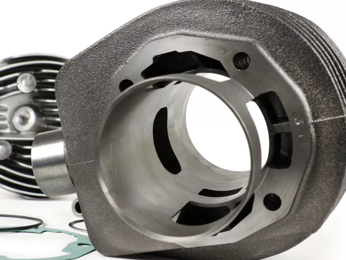 Cylinder -MALOSSI SPORT cast iron177cc 3 transfer ports, 57mm stroke, single exhaust port- Vespa PX125, PX150, Cosa125, Cosa150, LML Star 125/150, Stella 125/150