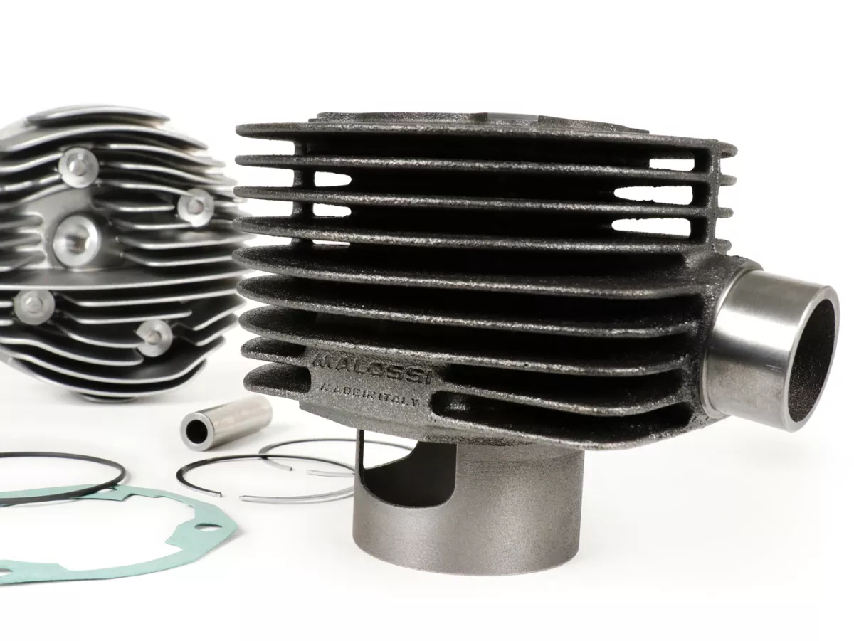 Cylinder -MALOSSI SPORT cast iron177cc 3 transfer ports, 57mm stroke, single exhaust port- Vespa PX125, PX150, Cosa125, Cosa150, LML Star 125/150, Stella 125/150