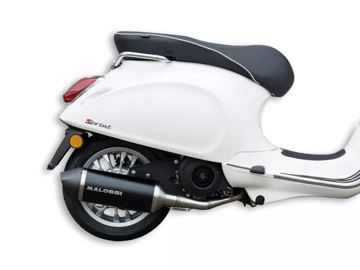 Knalpot -MALOSSI RX Black- VESPA Primavera, Sprint 3V yaitu 125-150cc HE/IGET