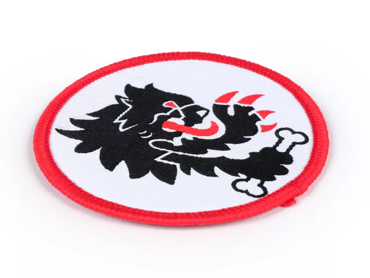 Parche -MALOSSI- Cabeza de león Ø 6 cm con dobladillo bordado