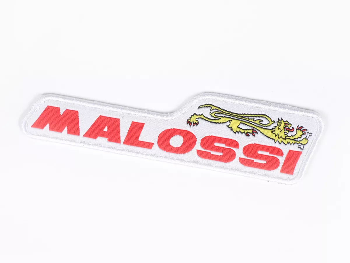 Parche -MALOSSI- Letras MALOSSI con dobladillo bordado, 12 x 3cm