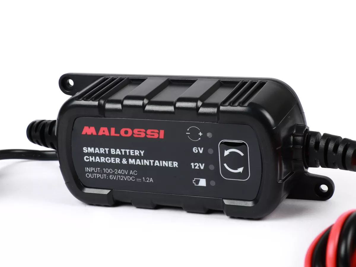Batteriladdare -MALOSSI- 6V, 12V - lämplig för alla vanliga batterityper