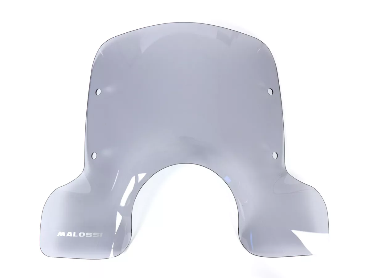 Parabrisas -MALOSSI- 335x227mm, Sport Screen, transparente- Vespa PX, PX Lusso, PX Arcobaleno, T5 Classic, Motovespa DN, Iris, LML Star, Deluxe, Stella 80-200cc - incl. material de montaje