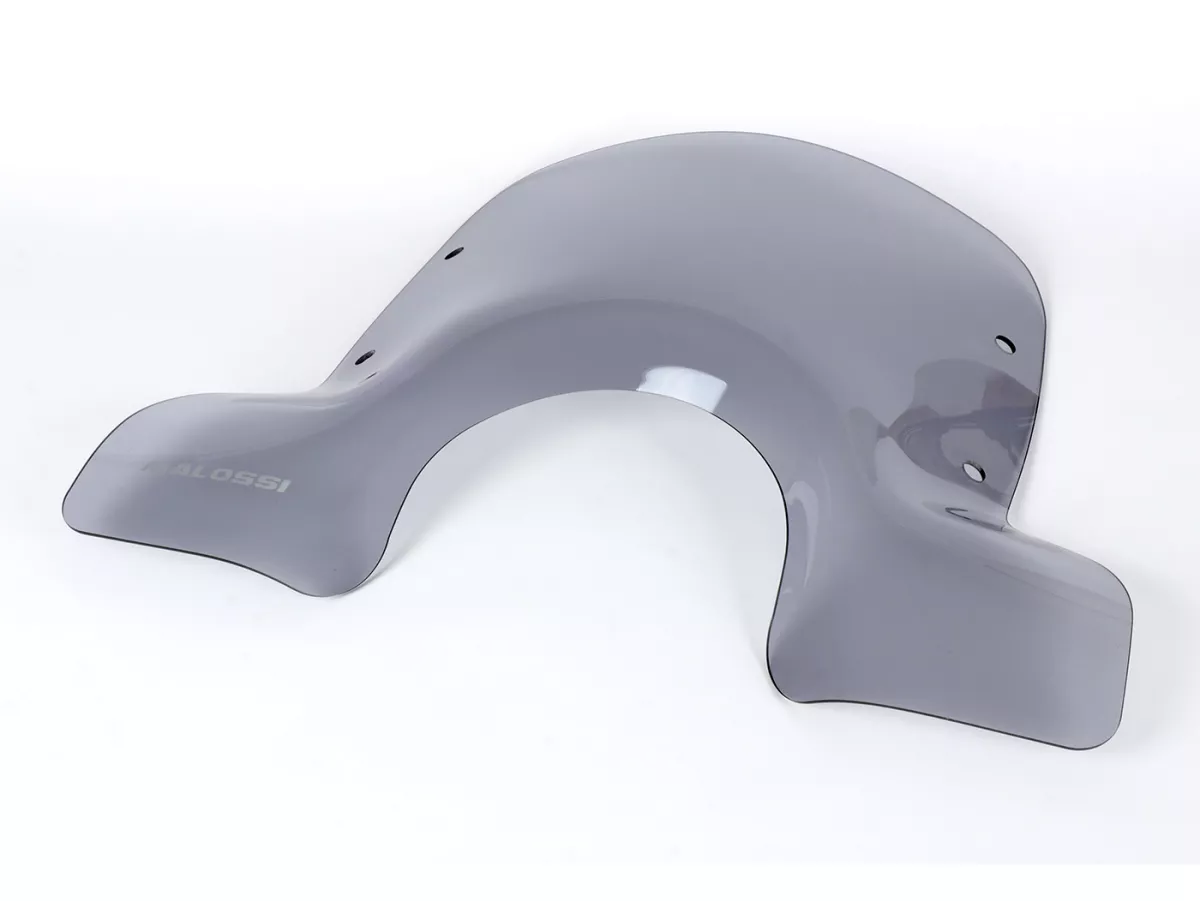 Parabrisas -MALOSSI- 335x227mm, Sport Screen, transparente- Vespa PX, PX Lusso, PX Arcobaleno, T5 Classic, Motovespa DN, Iris, LML Star, Deluxe, Stella 80-200cc - incl. material de montaje