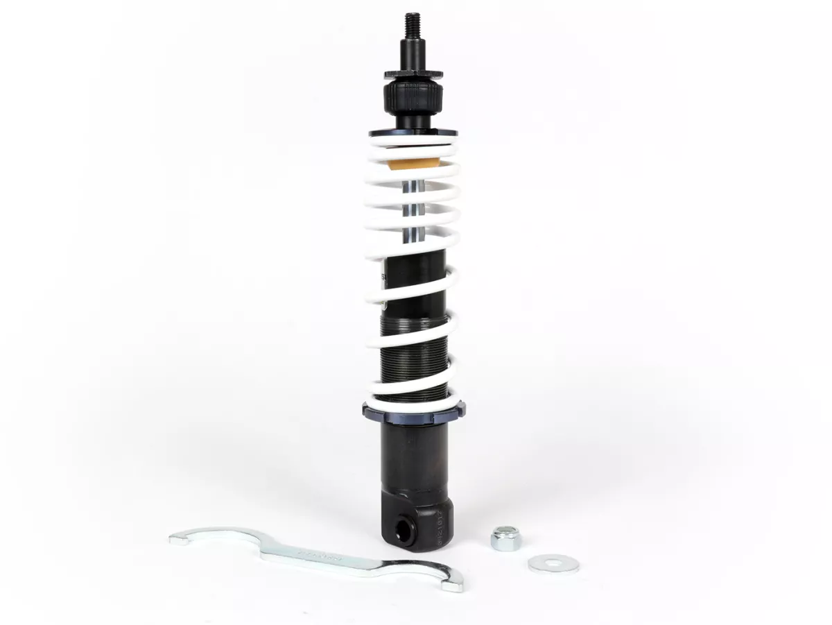 Amortisseur avant -MALOSSI RS24, 275mm (type de pièce jointe : oeil)- Vespa GTS 125-300 (2014-2016), Primavera 125-150 (2014-2017), Primavera 50 2T/4T Euro2 (2013-2017), Sprint 125-150 (2014-2015), Sprint 50 2T/4T Euro2 (2014-2017)