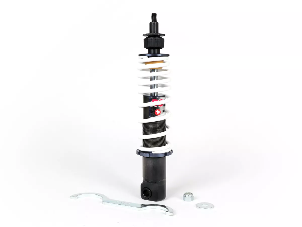 Amortisseur avant -MALOSSI RS24, 275mm (type de pièce jointe : oeil)- Vespa GTS 125-300 (2014-2016), Primavera 125-150 (2014-2017), Primavera 50 2T/4T Euro2 (2013-2017), Sprint 125-150 (2014-2015), Sprint 50 2T/4T Euro2 (2014-2017)