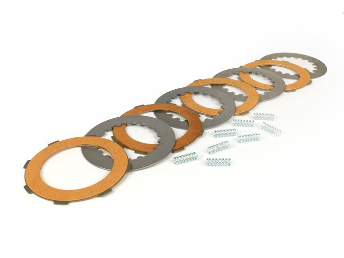Clutch friction plate set -MALOSSI MHR Vespa Cosa2- 4 friction plates (incl. steel plates and springs)