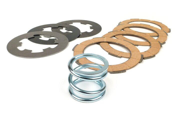 Clutch friction plate set -MALOSSI MHR Vespa Smallframe V50, V90, SS50, SS90, PV125, ET3, PK50, PK80, PK50 S, PK80 S, PK125 S, PK50 XL, PK125 XL, ETS, PK50 HP, PK50 SS - 4 friction plates (incl. springs and steel plates)