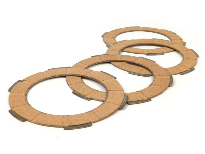 Clutch friction plate set -MALOSSI MHR Vespa Smallframe V50, V90, SS50, SS90, PV125, ET3, PK50, PK80, PK50 S, PK80 S, PK125 S, PK50 XL, PK125 XL, ETS, PK50 HP, PK50 SS - 4 friction plates (incl. springs and steel plates)