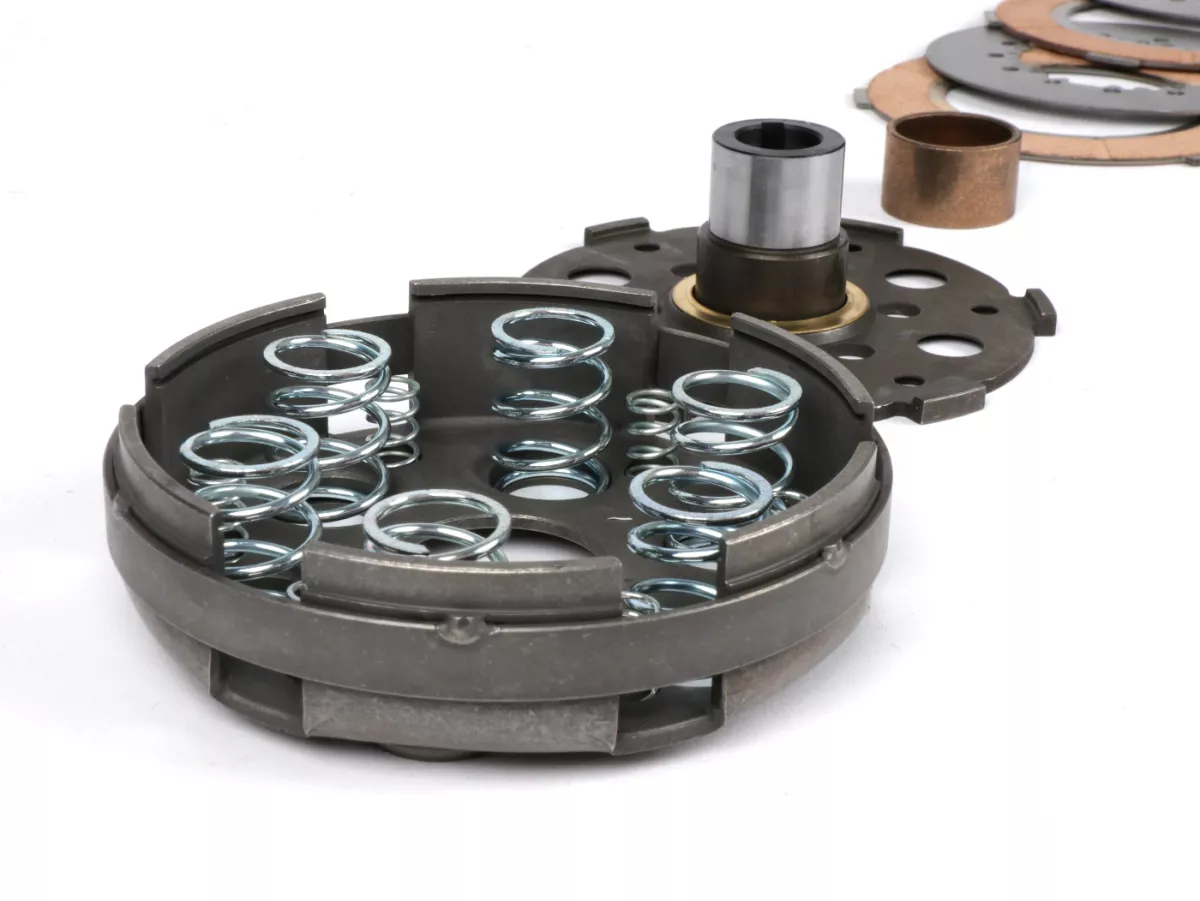 Embrayage -MALOSSI Power Up Clutch Ø98,5mm Vespa type 6 ressorts (PX80, PX125, PX150)- 4 disques (complet)