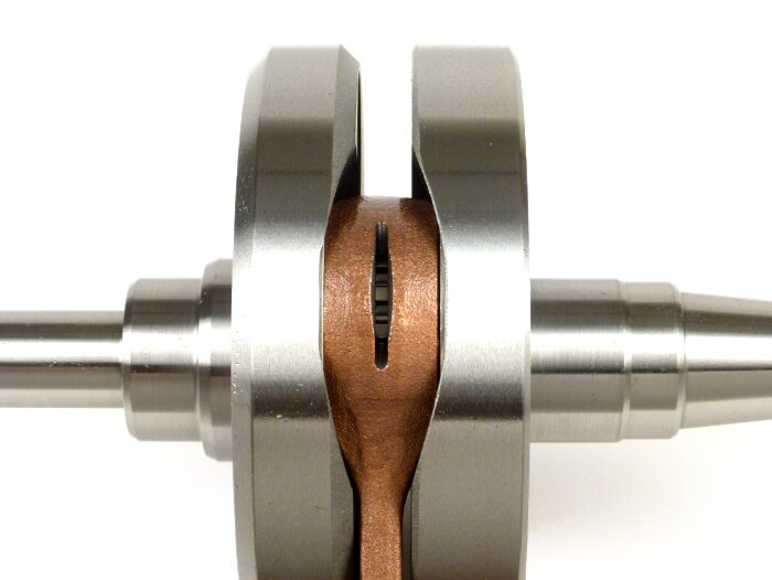 Crankshaft -MALOSSI (reed valve intake) 60mm stroke, full circle web- Vespa PX200, COSA200