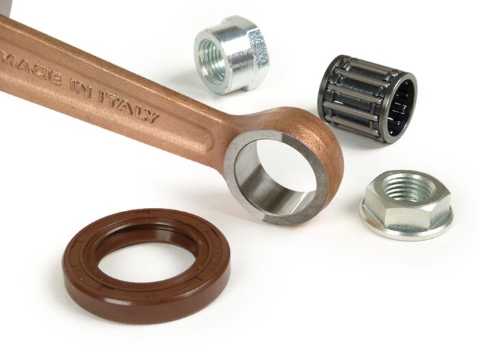 Kurbelwelle -MALOSSI (Membraneinlass) Vollwange 51mm Hub, 105mm Pleuel, Konus Ø24mm- Umrüstwelle auf 125cc (PK50XL/XL2) und elektronische 12V Zündung (V50, 50N, PV, ET3, PK50S, PK80S, PK125S)