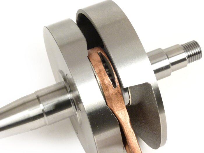 Albero motore -MALOSSI (valvola rotativa) corsa 51 mm, biella 97 mm - Vespa PV125, ET3 125, PK80 S, PK125 S (cono Ø 19 mm)