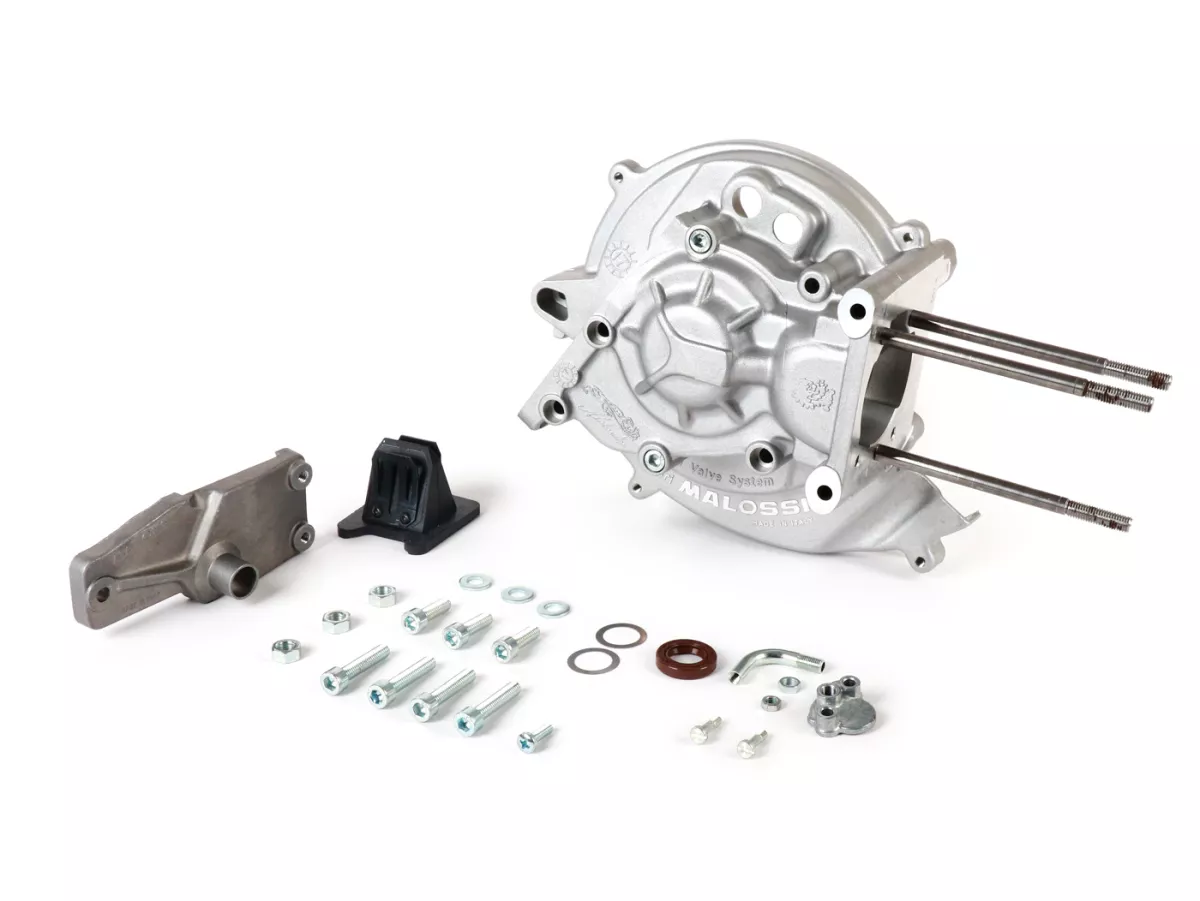 Engine casing -MALOSSI MP-One, reed valve intake, electronic ignition- Piaggio Ciao, Boss, Boxer, SI, Grillo, Bravo, Superbravo, PX