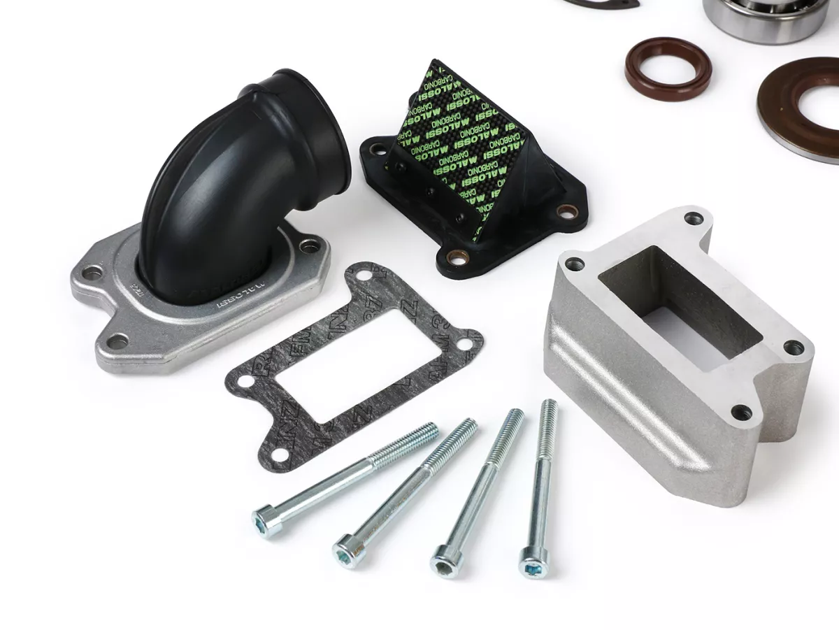 Casing mesin -MALOSSI VR-One, asupan katup buluh- Vespa PX80, PX125, PX150, LML Star/Stella 125/150 Elestart