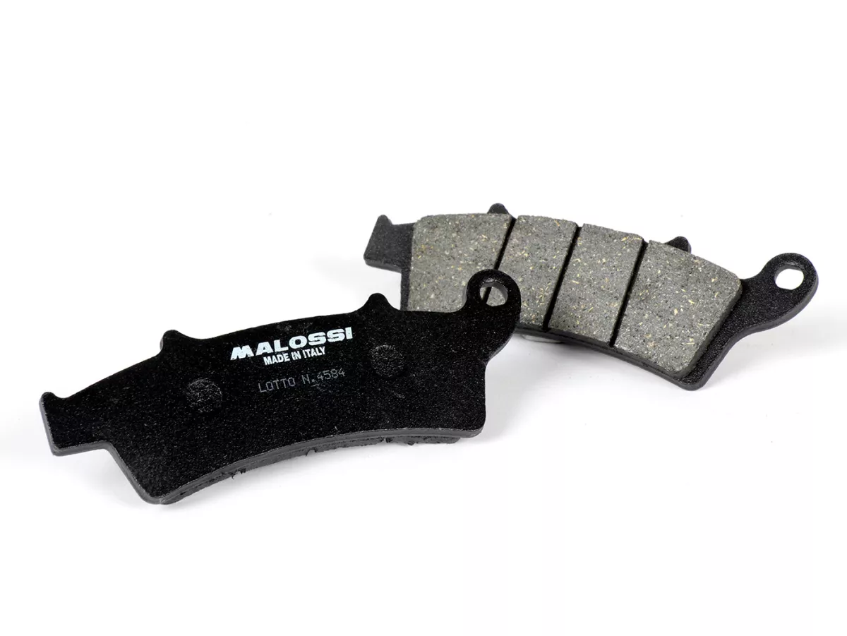 Plaquettes de frein -MALOSSI- Sport - homologué - 117,5x40,1mm - APRILIA Atlantic 125-300, Scarabeo 125, PIAGGIO Beverly 350, MALAGUTI Madison 250, KYMCO Grand Dink 125, People 125-300, Super Dink 125-300, X-Town 125, DT X360