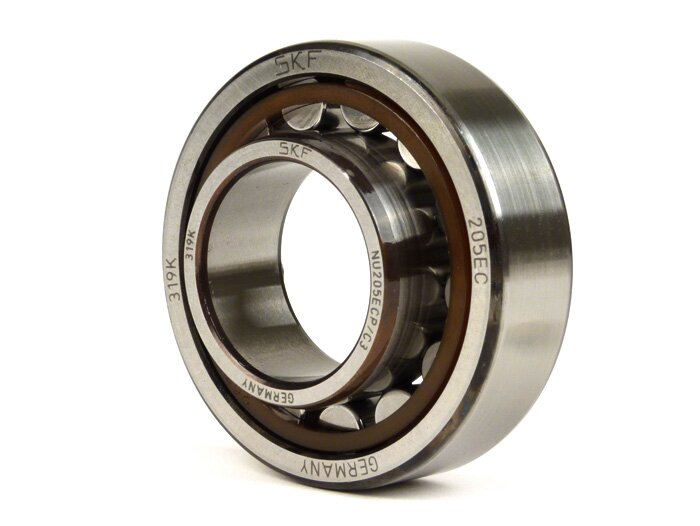 Bantalan rol poros engkol -MALOSSI- NU 205 (25x52x15mm) tipe 1 - poliamida C3 - (digunakan untuk sisi poros engkol alternator Lambretta LI (seri 2-3), LIS, SX, TV (seri 2-3), Vespa T5 125cc, GS160 / GS4, SS180)