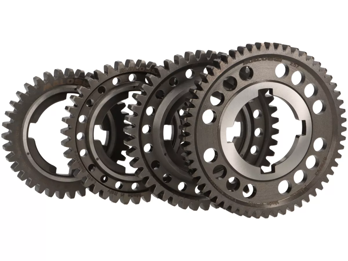 Gear set -MALOSSI ORIGINAL- Vespa PX Lusso (1984-) 125-150-200cc - 57, 42, 38 dan 35 gigi