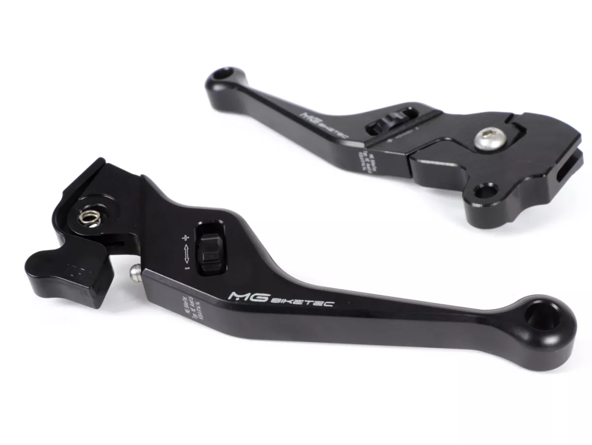 Juego de manetas de freno -MG-BIKETEC- ajustables, cortas - EG/ABE- Vespa LX 50 - 150 (2005 -), LXV 50 - 150 (2005 -) - Negro