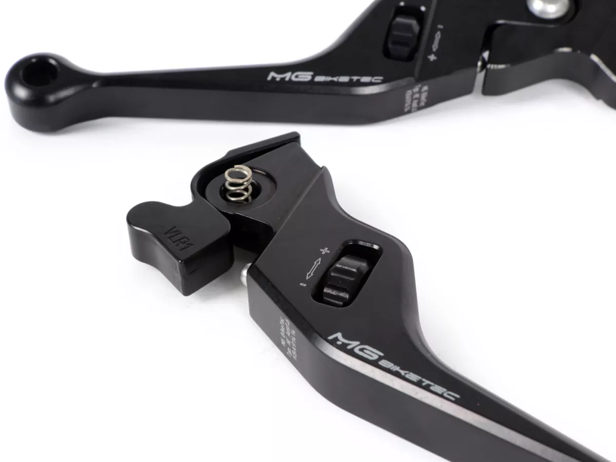 Juego de manetas de freno -MG-BIKETEC- ajustables, cortas - EG/ABE- Vespa LX 50 - 150 (2005 -), LXV 50 - 150 (2005 -) - Negro