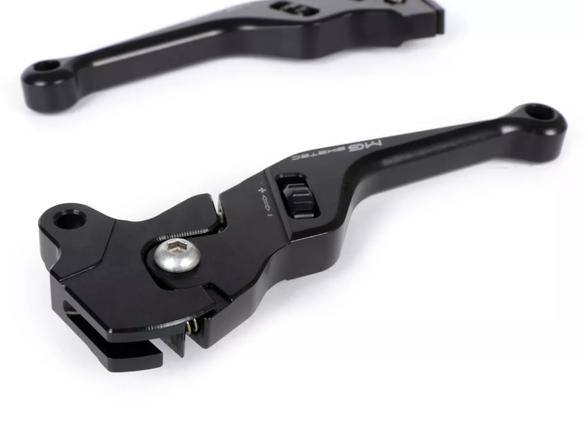 Juego de manetas de freno -MG-BIKETEC- ajustables, cortas - EG/ABE- Vespa LX 50 - 150 (2005 -), LXV 50 - 150 (2005 -) - Negro