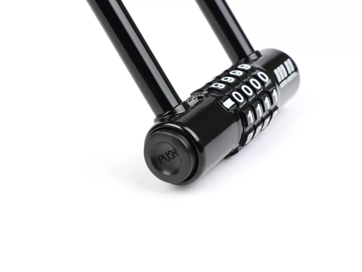 Cerradura de grillete -MotoNostra- Piaggio - Ciao, Bravo, Si, Boxer-, U-lock Crypto-4- 80mm x 300mm - negro