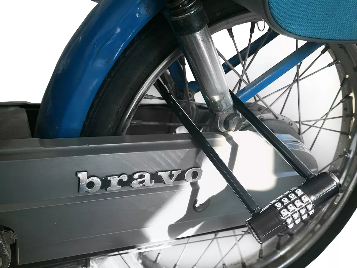 Cerradura de grillete -MotoNostra- Piaggio - Ciao, Bravo, Si, Boxer-, U-lock Crypto-4- 80mm x 300mm - negro