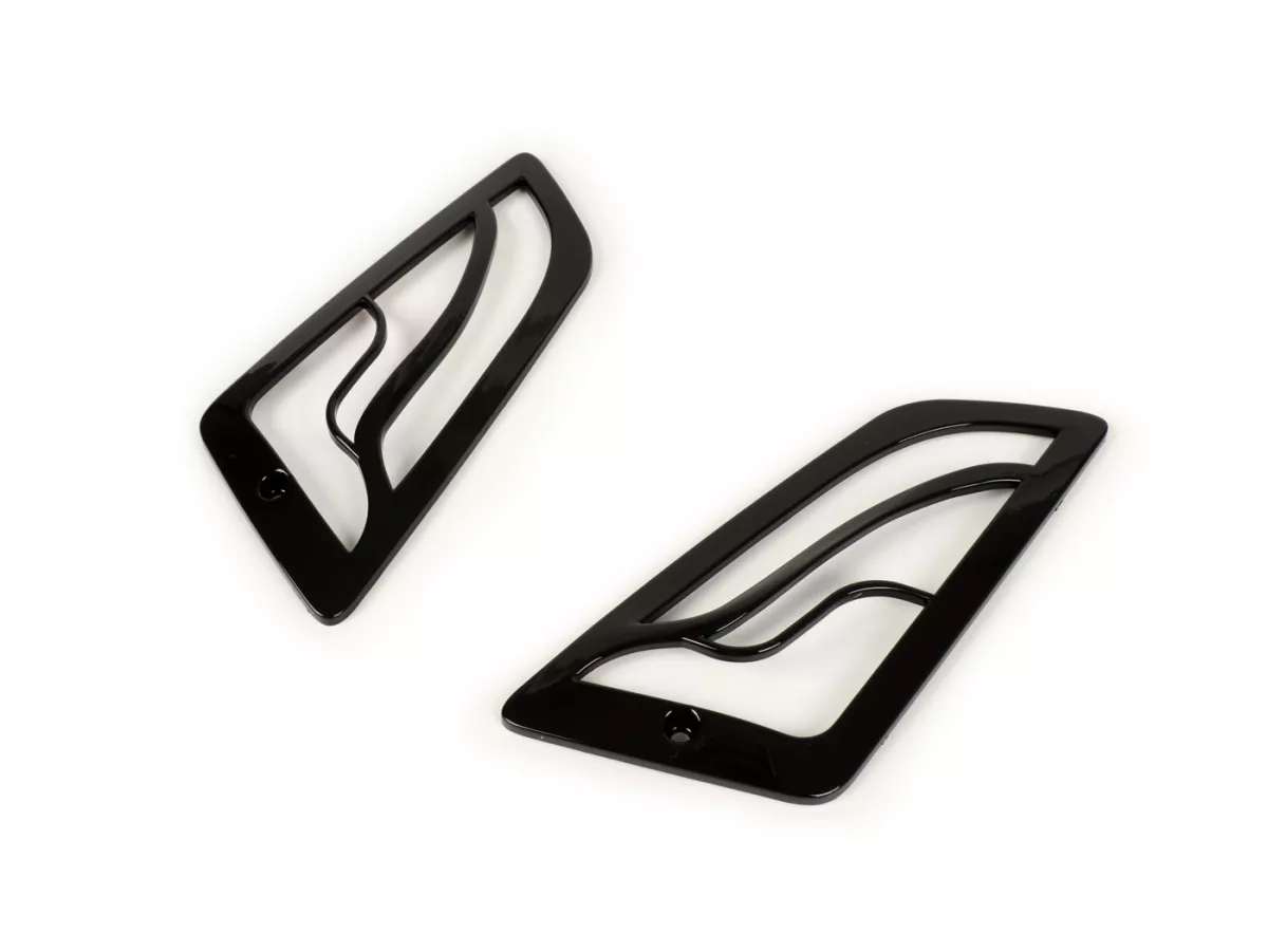 Pair of indicator grills -MOTO NOSTRA- Vespa GT, GTL, GTV, GTS 125-300 - front - shiny black