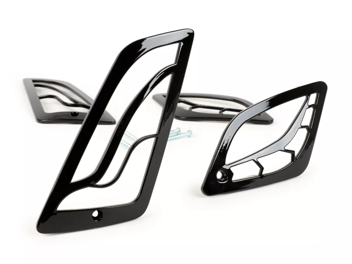 Kit grilles clignotants -MOTO NOSTRA- Vespa GT, GTL, GTV, GTS 125-300 - noir briliant