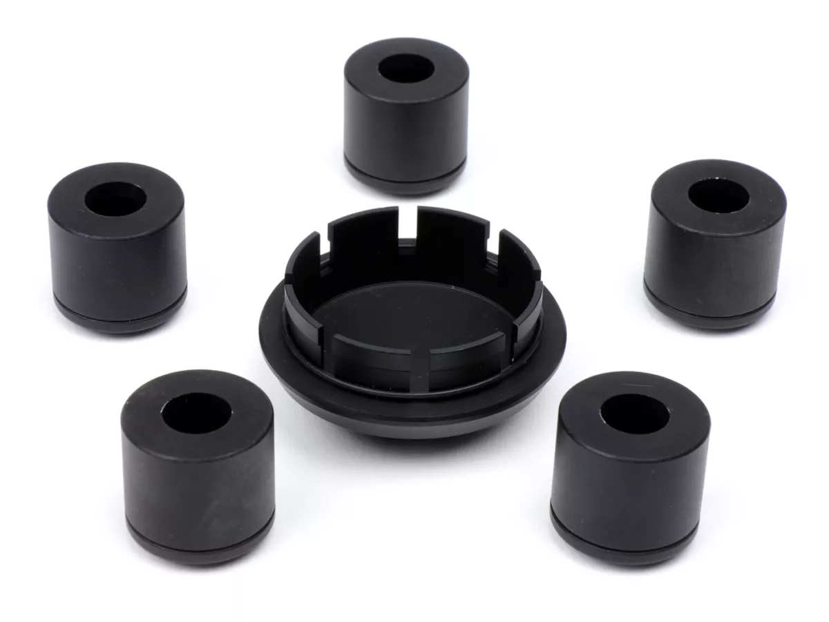 Caps- Set wheel nut / rim Ø=35mm -MOTO NOSTRA, CNC, black mat- Vespa ET2, ET4, GT, GTL, GTS, GTV, LX, LXV, S, Gilera Fuoco, Piaggio Fly, Hexagon, Liberty, MP3, Sfera RST, Zip FR, Zip II, Zip SP
