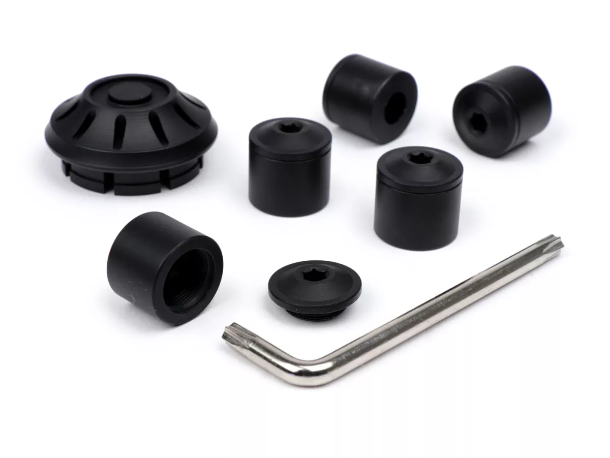Caps- Set wheel nut / rim Ø=35mm -MOTO NOSTRA, CNC, black mat- Vespa ET2, ET4, GT, GTL, GTS, GTV, LX, LXV, S, Gilera Fuoco, Piaggio Fly, Hexagon, Liberty, MP3, Sfera RST, Zip FR, Zip II, Zip SP